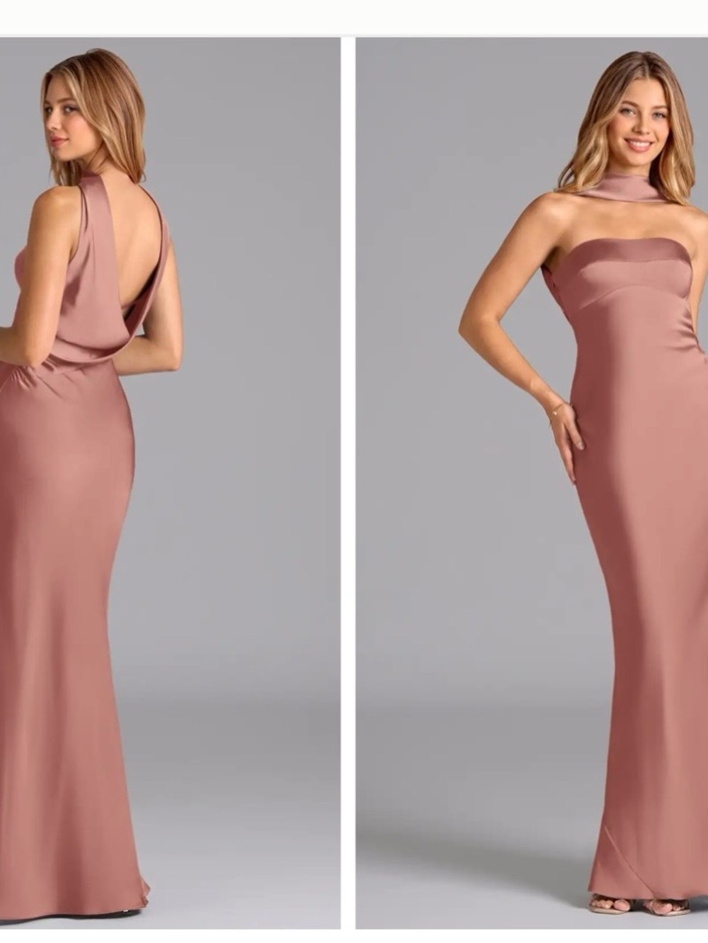 Azazie Mauve Backless Satin Gown